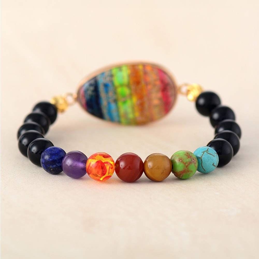 Geometric Multi-Color Beaded Bracelet - Picture 3 of 3